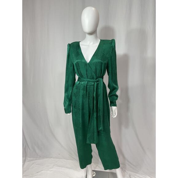 Nbd 'Donnie' Green Satin Jumpsuit Size L - Picture 2 of 5